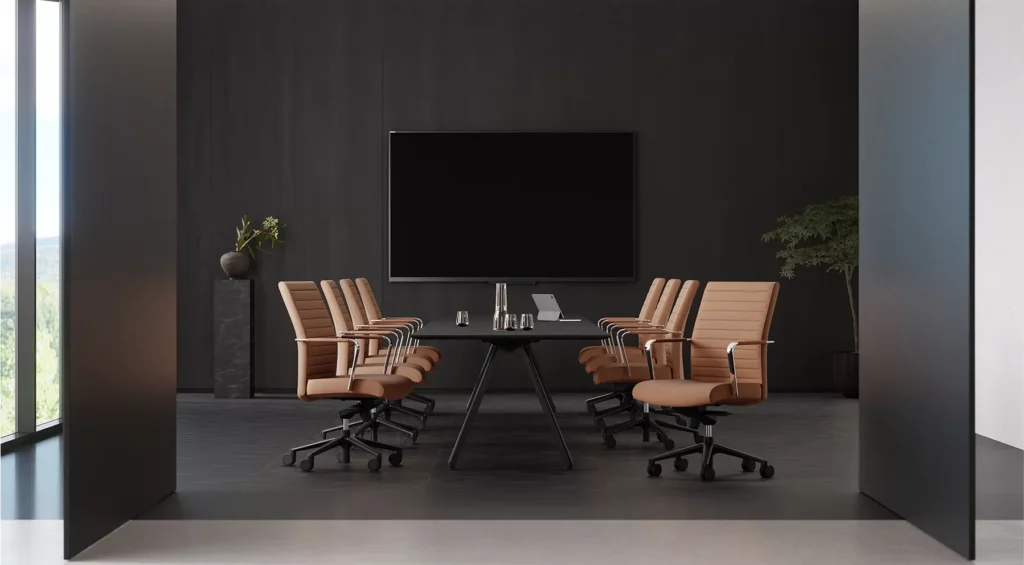 dark office area styled and furnished by Keilhauer, a canadian office furniture manufacturer 