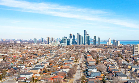 Etobicoke Ontario neighbourhood and downtown skyline served by The Office Shop for office furniture Etobicoke projects