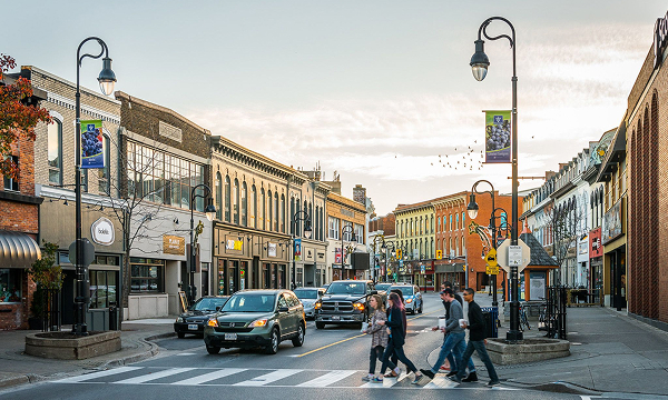St. Paul Street in downtown St. Catharines Ontario featuring local shops and historic architecture supported by The Office Shop for office furniture St. Catharines projects