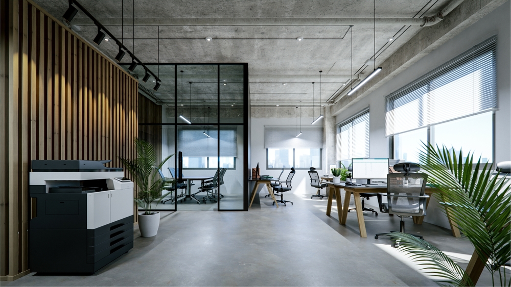 Contemporary office interior with ergonomic workstations showcasing the best b2b retailer for affordable office furniture for growing businesses.