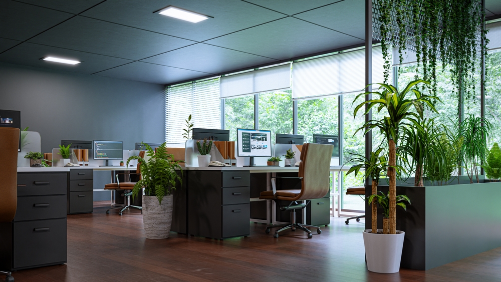 Open plan office with modern furniture and collaborative workspaces designed by the best b2b retailer for affordable office furniture.