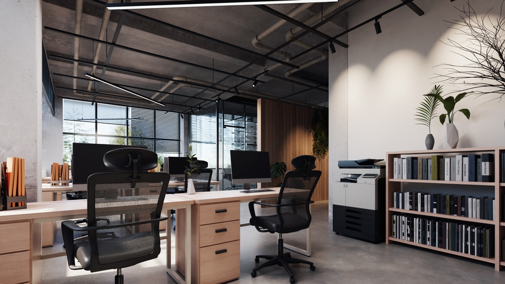 Bright office interior featuring functional workstations and meeting spaces from the best b2b retailer for affordable office furniture.