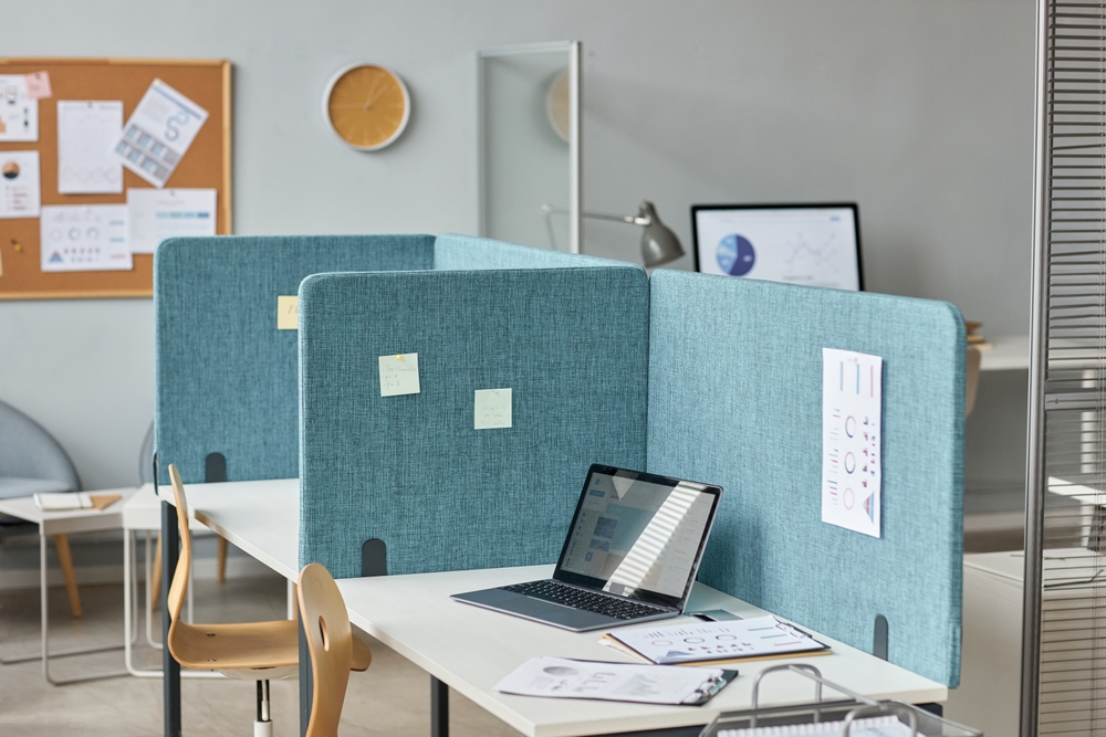 High-panel office cubicles designed for privacy in a professional services office