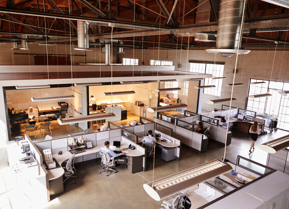 Ontario office interior with modular desks and storage updated through office furniture reconfiguration
